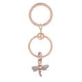 Rose gold dragonfly dreamcatcher keychain with sparkling crystals and snake chain ring - Rhinestone Dragonfly Style (K08)
