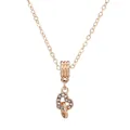 Collier en or rose avec pendentif double cœur entrelacé serti de zircons étincelants - Style Cœurs Entrelacés Doubles (NC10)