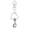 Porte-clés argenté avec cadre en cœur et pendentif en perle blanche artificielle - Style Cœur Perle et Strass (K10)