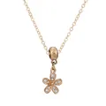 Collier chaîne serpent dorée avec pendentif fleur en cristal et perle Fashion - Style Fleur Gravée Mode (NC11)