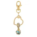 Porte-clés cœur doré avec cage attrape-rêves et perle de cristal bleue brillante - Cage Creuse Perle Bleue (K12)