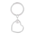 Porte-clés en alliage d'argent avec pendentif en cœur et texture de corde torsadée fine - Style Anneau de Clé Coeur Argenté