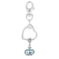 Porte-clés en alliage argenté avec pendentif couronne strass bleu et fermoir coeur - Style Cœur Couronne Bleue (K12)