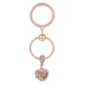Rose gold heart dreamcatcher keychain with Love You engraving and crystal accents - Love You Engraved Heart Style (K11)