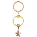 Porte-clés cœur en alliage doré avec pendentif fleur en or rose et zircons brillants - Or/Or Rose (K13)