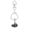 Porte-clés argenté avec cadre en cœur et pendentif poisson de dessin animé en strass - Style Poisson Dessin Animé en Strass (K13)