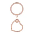 Porte-clés élégant avec pendentif cœur en or rose et texture torsadée sur l'alliage - Style Anneau de Clé Coeur Or Rose