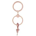 Rose gold heart dreamcatcher keychain with pink crystals and floral charm detail - Rose Flower Pink Rhinestone Style (K12)