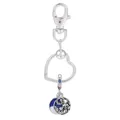Porte-clés argenté avec anneau cœur et pendentif renard bleu ciel étoilé - Style Thème Ciel Étoilé Renard (K14)