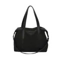 Large capacity black canvas tote bag with multi-strap design for shoulder or handbag use - Black