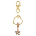 Porte-clés attrape-rêves doré avec anneau en cœur et pendentif fleur brillante or rose - Pendentif Fleur à Cinq Pétales (K15)