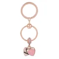 Rose gold dreamcatcher keychain with pink rose heart charm and engraved mother tribute - Mother Theme Double Heart Style (K14)
