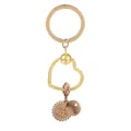 Porte-clés cœur doré avec perle rose et pendentif gravé You are my sunshine - Or/Or Rose (K16)