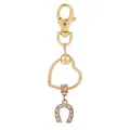 Porte-clés cœur doré avec pendentif fer à cheval orné de cristaux brillants - Fer à Cheval en Cristal (K16)