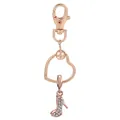 Porte-clés or rose avec boucle en cœur et pendentif chaussure à talon en cristaux - Style Talon Haut en Strass (K15)