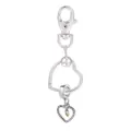 Porte-clés cœur en argent avec anneau texturé et pendentif cœur serti de cristaux brillants - Style Double Cœur en Strass (K16)