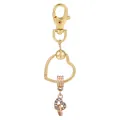 Porte-clés cœur doré avec cadre torsadé et double cœur en cristal scintillant élégant - Double Cœur Pavé (K17)