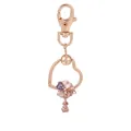 Porte-clés or rose avec pendentif fleur papillon et cristaux violets sur fond blanc - Style Papillon Floral Diamant Violet (K16)