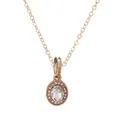Collier en or rose avec pendentif en cristal ovale entouré de pierres brillantes - Style Zircon Cubique Ovale (NC18)