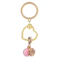 Porte-clés cœur doré avec breloques papillon fleur et pendentif en émail rose poli - Or/Or Rose (K18)