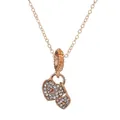 Collier chaîne serpent en or rose avec pendentifs double cœur et détails en cristal - Style Double Serrure de Cœur (NC19)