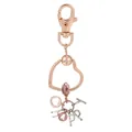 Porte-clés cœur or rose avec cadre tressé et pendentifs de lettres HAPPY argent - Style Pendentif Lettre HAPPY (K17)