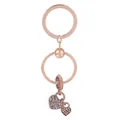 Rose gold heart dreamcatcher keychain with pave zircon lock charms and snake chain ring - Heart Padlock Rhinestone Style (K17)