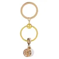 Porte-clés cœur en alliage doré avec pendentif blanc et breloque fleur en strass - Or/Blanc (K19)