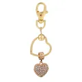 Porte-clés cœur doré orné de strass brillants et fermoir mousqueton style attrape-rêves - Serrure Cœur Pavé (K19)