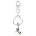 Porte-clés licorne en alliage argenté avec pendentif en émail bleu et cœur - Style Licorne Bleue Cœur (K19)