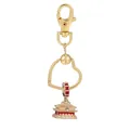 Porte-clés cœur en alliage doré avec pendentif palais en émail rouge et fermoir homard - Architecture Vintage (K20)