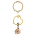 Porte-clés cœur doré avec breloque fleur de libellule et détails en strass - Or/Or Rose (K20)