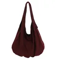 Borsa tote in camoscio rosso scuro capiente con tracolla larga per l'uso quotidiano - Rosso