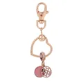 Porte-clés en or rose avec cadre en cœur, fermoir homard et breloques en émail rose - Style Émail Nuage Rose (K19)