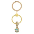Porte-clés cœur doré avec pendentif abeille perle bleue et accents en zircone - Or/Bleu Ciel (K21)