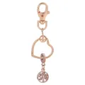 Porte-clés en alliage or rose avec fermoir mousqueton, anneau cœur et pendentif arbre de vie - Style Arbre de Vie Pavé (K20)