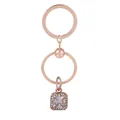 Rose gold heart dreamcatcher keychain with square crystal pendant and snake chain texture - Square Crystal Pavé Style (K20)