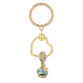 Porte-clés cœur doré avec cadre torsadé et pendentif abeille bleue détaillé - Or/Bleu (K22)