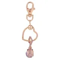 Porte-clés en alliage or rose avec cadre en cœur et pendentif en pierre précieuse rose - Style Lanterne en Pierre Rose (K21)