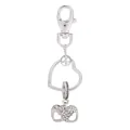Porte-clés cœur argenté orné de strass brillants avec un fermoir mousqueton solide - Style Double Cœur en Strass (K22)