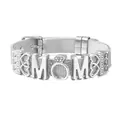 Bracelet à maille argentée avec breloque MOM et couronne sertie de strass brillants - Argent #4 (Style Pendentif Bague)