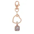 Porte-clés cœur en or rose avec pendentif cristal carré et cadre en zircon - Style Pierre à Facettes Carrée (K22)