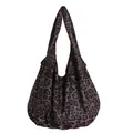 Borsa hobo alla moda con stampa leopardata, texture in pelle scamosciata e tracolla larga - Leopardo Grigio