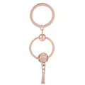 Rose gold heart dreamcatcher keychain with snake pattern ring and carved bead charm - Hollow Bead Tassel Style (K22)