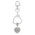 Pendentif coeur argenté avec fermoir mousqueton et cristaux scintillants pavés - Style Cœur Diamant Synthétique Pavé (K24)