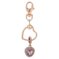 Porte-clés cœur en or rose avec fermoir mousqueton et pendentif cristal rose - Style Cristal de Coeur Rose (K23)