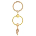 Porte-clés doré avec anneau texturé serpent et pendentif aile d'ange en or rose - Or/Or Rose (K25)
