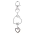 Porte-clés cœur argenté avec texture serpent et breloque étincelante en cristaux pavés - Style Cœur Creux Pavé Strass (K25)