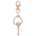Porte-clés cœur en or rose avec perle évidée et détail élégant de gland pour DIY - Style Pompon Perle Creuse (K24)
