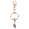 Porte-clés en alliage or rose avec anneau texturé et pendentif double cœur en cristal - Style Double Cœur Strass (K26)